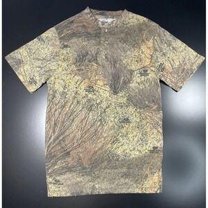 RedHead Mossy Oak Brush Camo Henley T-Shirt Mens Medium 3 Button Hunting Tee